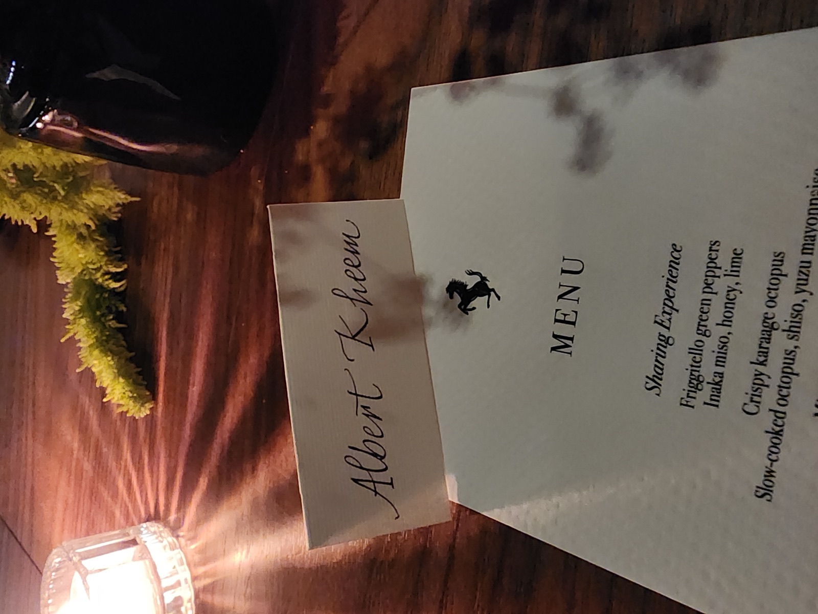 Private dinner place card